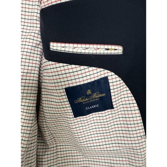 Brooks Brothers Tessuto Marzotto Navy Blue Classic 3 Button Blazer 42L - Picture 6 of 12